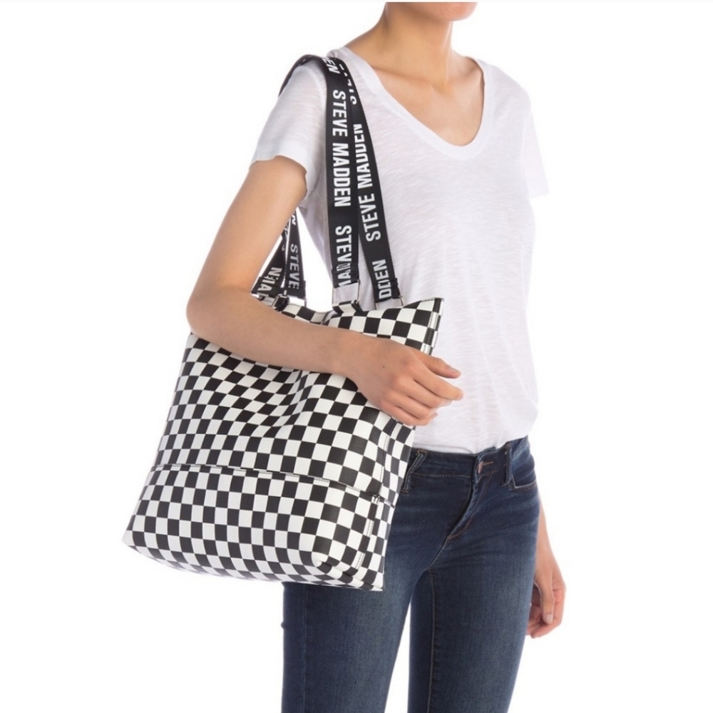 Steve Madden Checkered Tote Bag